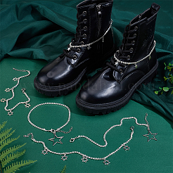 6Pcs 3 Styles Alloy Rhinestone Anti-Loose High Heel Shoelaces Chain&nbsp;AJEW-PH0007-79