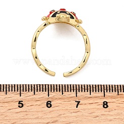 Brass Enamel Adjustable Open Cuff Rings for Women&nbsp;RJEW-I111-01G-07