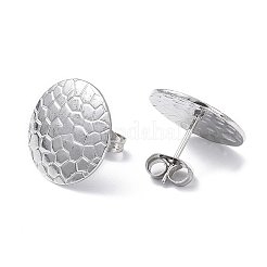 Non-Tarnish 304 Stainless Steel Textured Flat Round Stud Earrings for Women&nbsp;EJEW-I285-03P