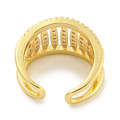 Rack Plating Brass Micro Pave Cubic Zirconia Wide Open Cuff Ring for Women&nbsp;RJEW-C082-04G