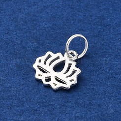 925 Sterling Silver Hollow Lotus Flower Charms&nbsp;STER-D301-01S