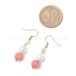 Round Natural Rhodochrosite & Shell Pearl Pendant Necklace and Dangle Earring Sets&nbsp;SJEW-JS01362