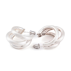 C-Shaped Brass Multi-Strand Half Hoop Stud Earrings for Women&nbsp;EJEW-G391-05S