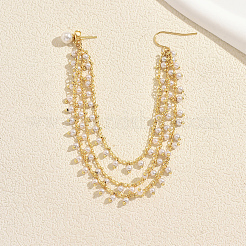 Brass Plastic Pearl Round Beads Long Stud Dangle Earrings for Women&nbsp;CY5382