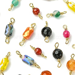 20Pcs 10 Colors Dyed Natural Agate Faceted Connector Charms&nbsp;KK-FS0001-92
