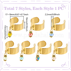 7Pcs 304 Stainless Steel Open Cuff Finger Rings&nbsp;RJEW-UN00027
