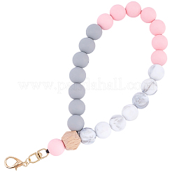 1Pc Silicone & Wood Pendant Decorations&nbsp;HJEW-BM0001-61A