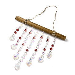 Quartz Crystal & Wood Pendant Decorations&nbsp;HJEW-M007-04P