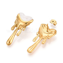 Heart 304 Stainless Steel Enamel Stud Earrings&nbsp;EJEW-T047-26G-B
