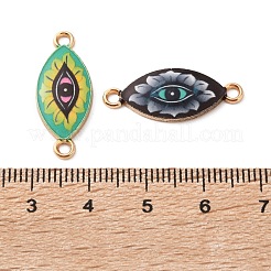 Printed Flower Alloy Enamel Evil Eye Links Connector Charms&nbsp;FIND-G118-03G