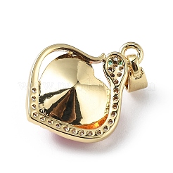 Real 18K Gold Plated Rack Plating Brass Micro Pave Clear Cubic Zirconia Pendants&nbsp;KK-C015-16G-07
