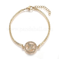 Brass Micro Pave Cubic Zirconia Link Bracelets&nbsp;BJEW-Z003-31G
