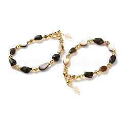 Natural Agate & Synthetic Hematite 304 Stainless Steel Stud Earrings&nbsp;EJEW-H017-01G-02