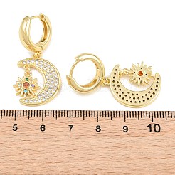 Brass Micro Pave Cubic Zirconia Hoop Dangle Earrings&nbsp;KK-CBA8324-05A-G