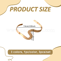 3Pcs 3 Colors Euro Style Iron Cuff Bangles for Women&nbsp;BJEW-HY0001-17