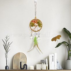 Natural Gemstone Chips Tree of Life Pendant Decorations&nbsp;PW-WG75827-01