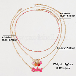 Zinc Alloy Enamel LOVE Baby Pendant 3 Layer Necklaces for Women&nbsp;FS-WGECD5D-02