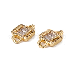 Rack Plating Brass Pave Clear Cubic Zirconia Connector Charms&nbsp;KK-C007-36G