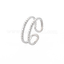 Non-Tarnish 304 Stainless Steel Double Line Open Cuff Ring for Women&nbsp;RJEW-S405-227P