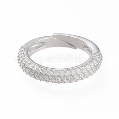 Adjustable Brass Micro Pave Cubic Zirconia Cuff Rings&nbsp;RJEW-L098-007-P