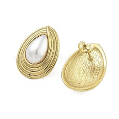 Ion Plating(IP) 304 Stainless Steel & ABS Imitation Pearl Stud Earrings for Women&nbsp;EJEW-N054-37G