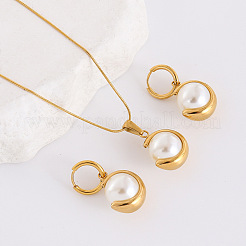 304 Stainless Steel Pendant Necklaces & Hoop Earrings Sets&nbsp;PO6215-3