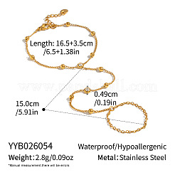 304 Stainless Steel Pave Clear Cubic Zirconia Flat Round Hand Chain Finger Ring Bracelets for Women&nbsp;OK9358