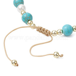 Starfish & Turtle Synthetic Turquoise Braided Bead Bracelets&nbsp;BJEW-JB11047-01