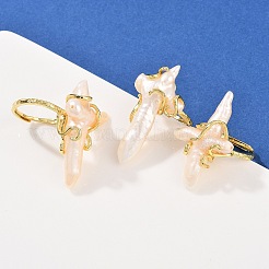 Cross Natural Pearl Finger Rings&nbsp;RJEW-K286-08G
