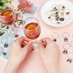 24Pcs 12 Style Alloy Enamel & Rhinestone & ABS Plastic Imitation Pearl Wine Glass Charms&nbsp;AJEW-AB00050