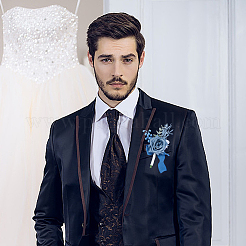 2Pcs 2 Style Silk Cloth & Plastic Imitation Flower Corsage Boutonniere & Wrist Corsage&nbsp;JEWB-CP0001-27A