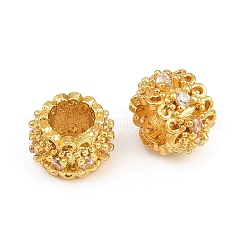 Brass Micro Pave Clear Cubic Zirconia European Beads&nbsp;CU-CBA6A75-16G