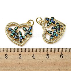 Brass Micro Pave Cubic Zirconia Pendants&nbsp;KK-H457-03G-01