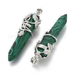 Synthetic Malachite Pointed Pendants&nbsp;G-O164-02-P02