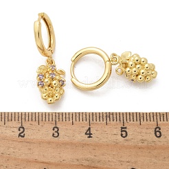 Brass Cubic Zirconia Hoop Earrings&nbsp;EJEW-Q015-02G-D