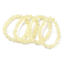 Natural Golden Silk Jade Round Beaded Stretch Bracelets for Women&nbsp;BJEW-F535-01C