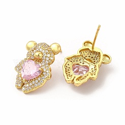 Rack Plating Brass Micro Pave Cubic Zirconia Stud Earrings for Women&nbsp;EJEW-H091-20G