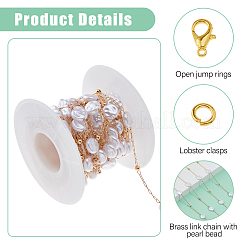 DIY Brass ABS Imitation Pearl Bead Handmade Chains Necklaces Making Kits&nbsp;DIY-HS0001-65D