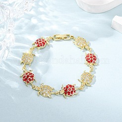 Brass Micro Pave Clear Cubic Zirconia Link Bracelets for Women&nbsp;BJEW-H209-05G