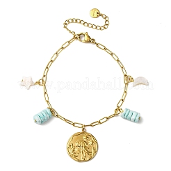 304 Stainless Steel Cable Chain Charm Bracelets&nbsp;BJEW-L708-02G