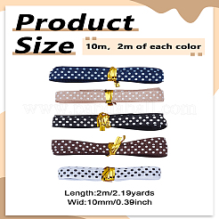 10M 5 Colors Polyester Polka Dot Printed Grosgrain Ribbon&nbsp;OCOR-LP0002-64