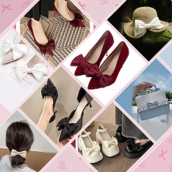 2Pcs Bowknot Satin Face with Iron Shoe Buckle Clips&nbsp;FIND-PH0028-06B