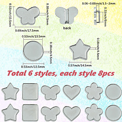48Pcs 8 Styles Alloy Slide Charms Cabochon Settings&nbsp;FIND-SC0016-55A-P
