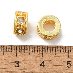 Brass Micro Pave Cubic Zirconia Rondelle European Beads&nbsp;KK-C072-09G