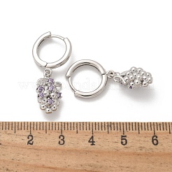 Brass Cubic Zirconia Hoop Earrings&nbsp;EJEW-Q015-02P-D