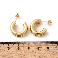 Two-layer C-Shaped 201 Stainless Steel Stud Earrings&nbsp;X-EJEW-Z151-11G-02