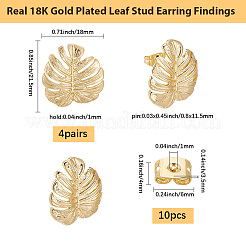 4 Pairs Brass Stud Earring Findings&nbsp;KK-BBC0019-95B