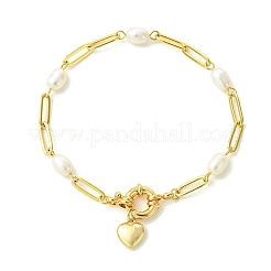 Brass Heart Charm Paperclip Chain Bracelets for Women&nbsp;BJEW-JB14259