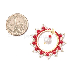 Glass Seed Beaded Sun Pendants&nbsp;PALLOY-MZ00857-02