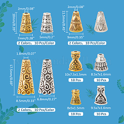 100Pcs 10 Style Tibetan Style Alloy Bead Cones&nbsp;FIND-PH0018-47